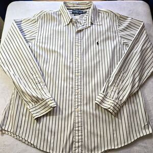 Ralph Lauren Shirt Mens  XXL Black Striped Long Sleeve Button Down Custom Fit